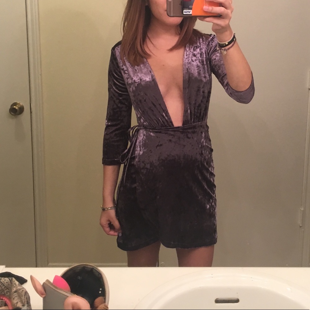 Tobi velvet wrap dress